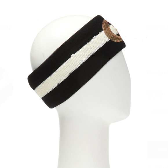 Gucci Sequin Embellished GG Headband Black White main image 5